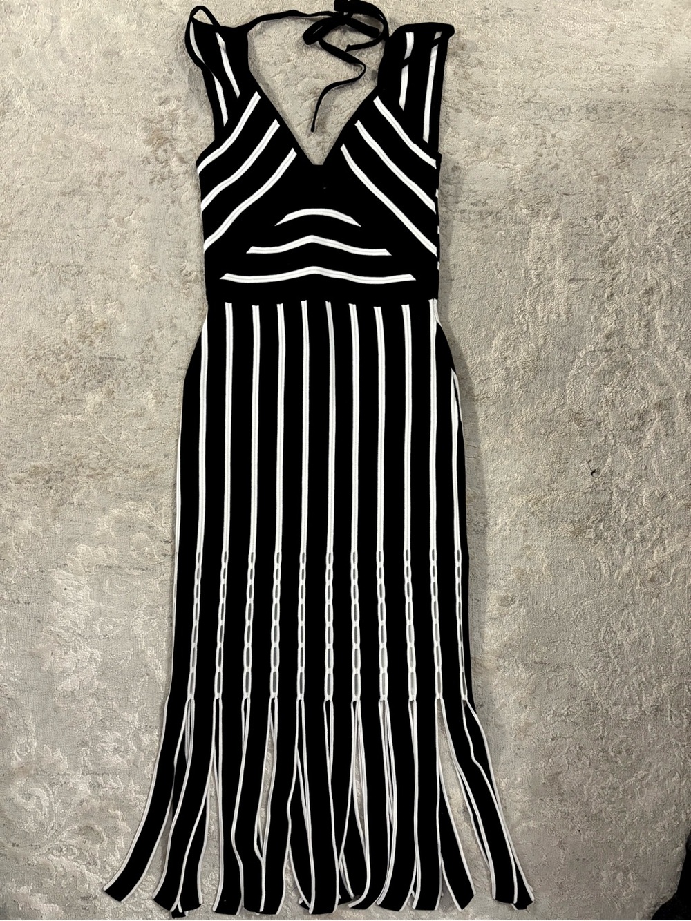 NWT❗️White House Black Market Black and White Striped Midi Dress